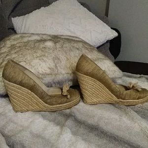 Kate Spade gold wedges